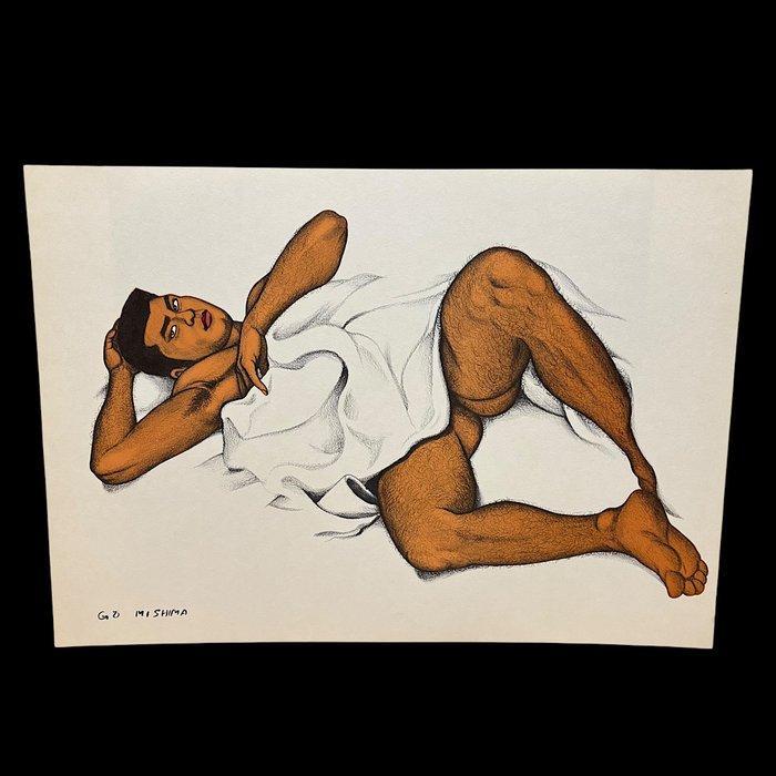 Spierbundige man liggend - Houtsnede Mishima G gash, Antiek en Kunst, Antiek | Overige Antiek