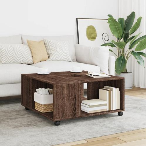 vidaXL Salontafel 80x80x40 cm bewerkt hout bruin eikenkleur, Huis en Inrichting, Tafels | Salontafels, 50 tot 100 cm, Nieuw, Overige houtsoorten