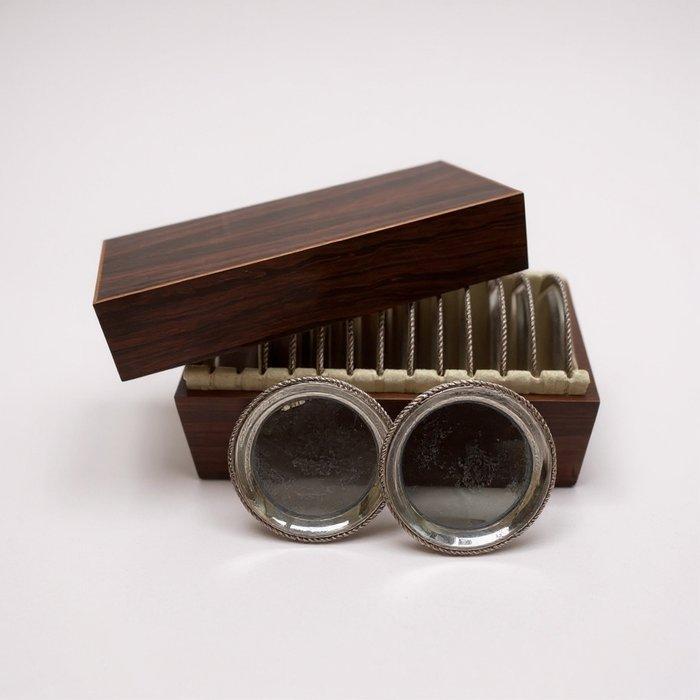 Onderzetter (12) - Verzilverd, Metaal, Hout - Onderzetters, Antiek en Kunst, Curiosa en Brocante