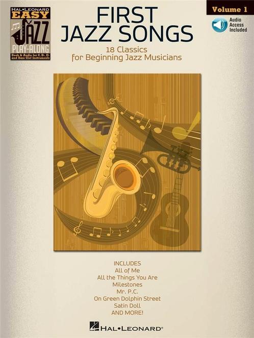 First Jazz Songs, Muziek en Instrumenten, Bladmuziek, Gitaar, Basgitaar, Piano, Saxofoon, Dwarsfluit of Piccolo, Klarinet, Trombone