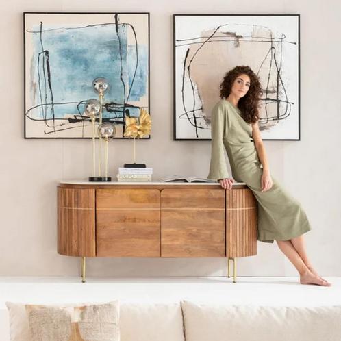*WOONWINKEL* Kare Design Grace Dressoir Mangohout En Marmer, Huis en Inrichting, Kasten | Dressoirs, Nieuw, Verzenden