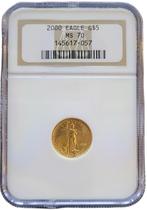 Gouden American Eagle 1/10 oz 2000 NGC MS70 gecertificeerd, Goud, Losse munt, Verzenden, Midden-Amerika
