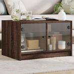 vidaXL Salontafel met glazen deuren 68x50x42 cm bruin, Huis en Inrichting, Tafels | Salontafels, 50 tot 100 cm, Verzenden, Nieuw