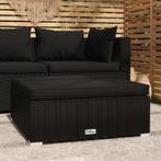 vidaXL Voetensteun met kussen 70x70x30 cm poly rattan zwart, Verzenden, Nieuw, Rotan