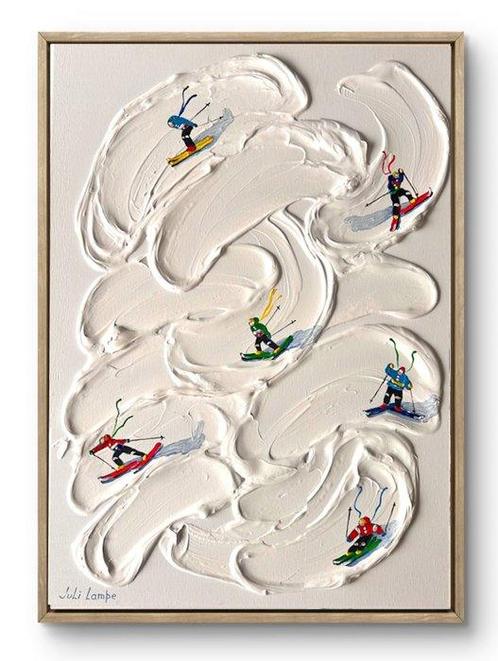 Juli Lampe (1980) - Ski Lovers in the snowy expanses Mont, Antiek en Kunst, Kunst | Schilderijen | Modern