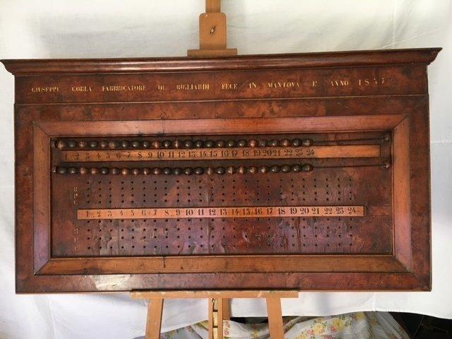 Paneel - Walnoot, Knoesthout - Scorebord voor biljart, Antiek en Kunst, Antiek | Overige Antiek