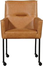 Set van 8 Cognac leren moderne eetkamerstoelen - Vintage Lee, Overige kleuren, Nieuw, Leer, Ophalen of Verzenden