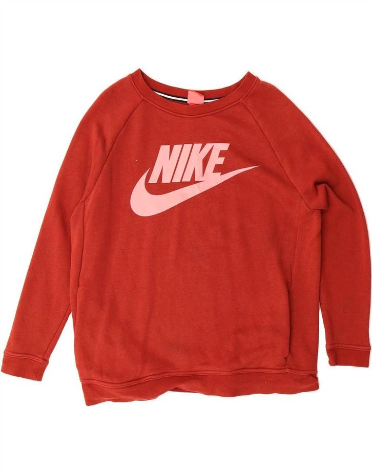 NIKE Womens Graphic Sweatshirt Jumper UK 16 Large Red Cotton, Kleding | Dames, T-shirts, Verzenden