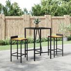 vidaXL 3-delige Tuinbarset poly rattan en massief acaciahout, Verzenden, Nieuw, Rotan, 2 zitplaatsen