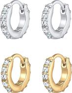 Elli Oorbellen Oorringen Set van 2 Swarovski® Kristallen 925, Verzenden, Nieuw