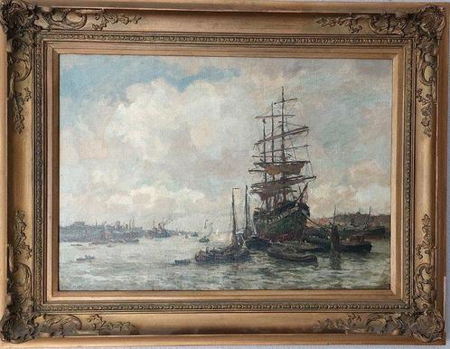 Evert Moll (1878-1955) - De Maashaven in Rotterdam, Antiek en Kunst, Kunst | Schilderijen | Klassiek
