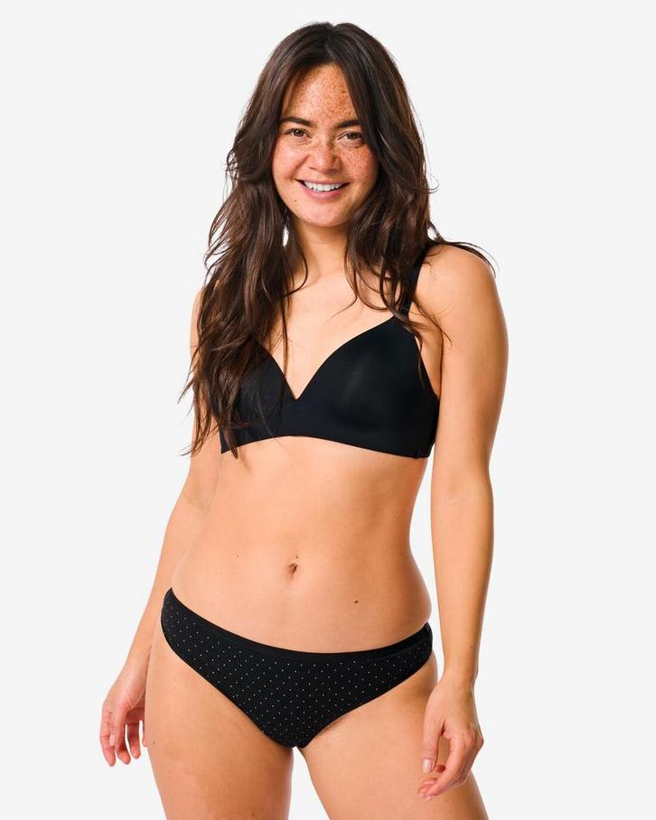 HEMA Damesstring katoen - 2 stuks zwart/wit, Kleding | Dames, Ondergoed en Lingerie, Verzenden