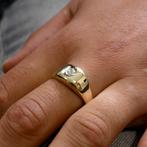 Gouden heren ring met diamant | 0,20 ct. (herenring), Sieraden, Tassen en Uiterlijk, Ringen, Gebruikt, Overige kleuren, 20 of groter