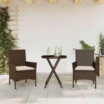 vidaXL 3-delige Bistroset met kussens poly rattan en glas, Tuin en Terras, Tuinsets en Loungesets, Verzenden, Nieuw, Rotan