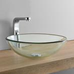 Wastafel wasbak waskom rond glas 42x42x13,8 cm transparant, Doe-het-zelf en Verbouw, Sanitair, Verzenden, Nieuw