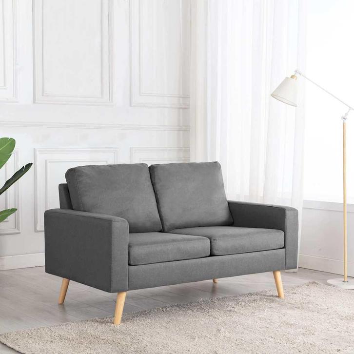 vidaXL Tweezitsbank stof lichtgrijs, Huis en Inrichting, Banken | Bankstellen, Nieuw, Minder dan 150 cm, Stof, Tweepersoons, Verzenden