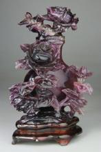 Vaas Sculpte - Bloemensculptuur - Sokkel in rosehout -, Antiek en Kunst