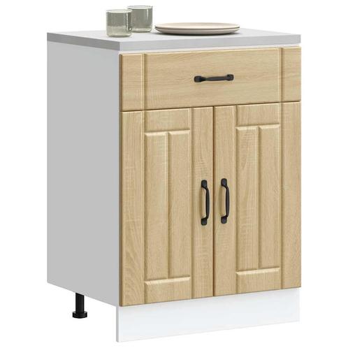 vidaXL Keuken onderkast Lucca bewerkt hout sonoma, Huis en Inrichting, Keuken | Keukenelementen, Bruin, Nieuw, Verzenden