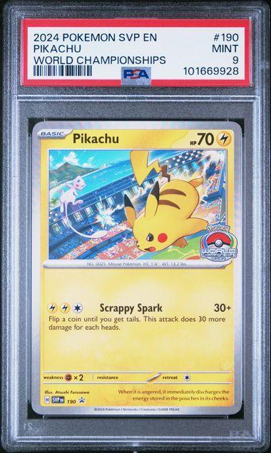 PSA 9 | Pikachu World Championshiops | SV Black Star Promo, Hobby en Vrije tijd, Verzamelkaartspellen | Pokémon, Ophalen of Verzenden