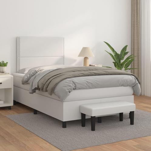 vidaXL Boxspring met matras kunstleer wit 120x200 cm, Huis en Inrichting, Slaapkamer | Bedden, 120 cm, 200 cm, Wit, Twijfelaar