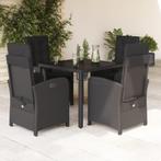vidaXL 5-delige Tuinset met kussens poly rattan zwart, Tuin en Terras, Tuinsets en Loungesets, 4 zitplaatsen, Nieuw, Tuinset, Verzenden