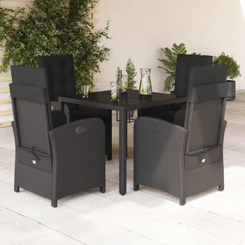 vidaXL 5-delige Tuinset met kussens poly rattan zwart, Tuin en Terras, Tuinsets en Loungesets, Tuinset, Nieuw, 4 zitplaatsen, Rotan