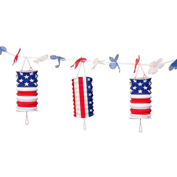 USA Party Lampion Slingers 3,6 mtr, Hobby en Vrije tijd, Feestartikelen, Nieuw, Ophalen of Verzenden