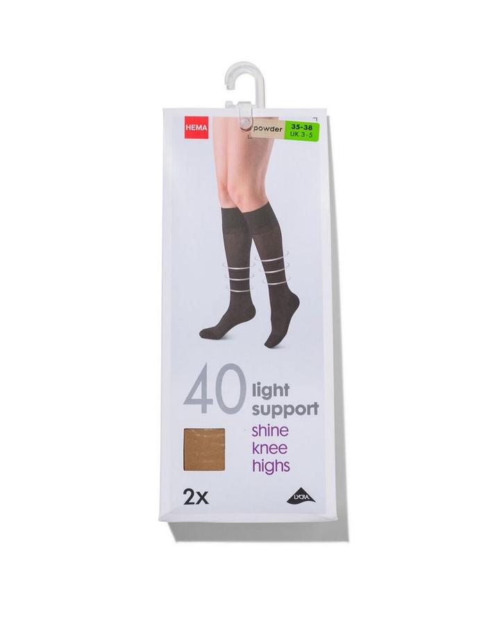 HEMA 2-pak kniekousen licht ondersteunend 40 denier poeder, Kleding | Dames, Leggings, Maillots en Panty's, Nieuw, Verzenden