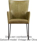 Set van 6 Olijfgroene leren industriële eetkamerstoelen - To, Huis en Inrichting, Stoelen, Overige kleuren, Nieuw, Leer, Ophalen of Verzenden