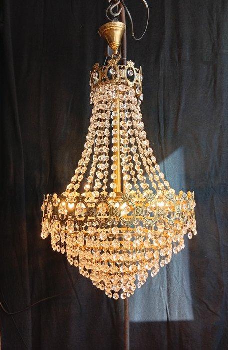 Kroonluchter - Kristal, Messing - Grote kroonluchter, Antiek en Kunst, Curiosa en Brocante