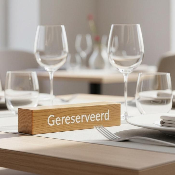 Oacklux Gereserveerd Bordje Eikenhout - Witte letters, Zakelijke goederen, Horeca | Meubilair en Inrichting