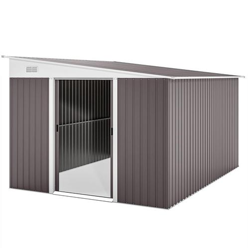 Tuinschuur - Stalen Lessenaarsdak - Schuifdeur - Grijs, Tuin en Terras, Overige Tuin en Terras, Nieuw, Ophalen of Verzenden