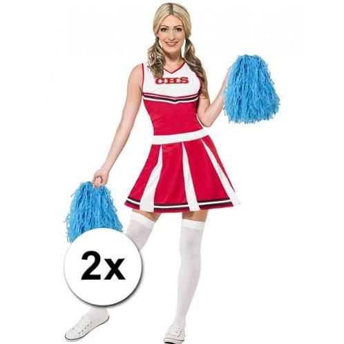 2x Stuks cheerball/pompom blauw met ringgreep 28 cm  - Che.., Hobby en Vrije tijd, Feestartikelen, Verzenden