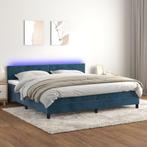 vidaXL Boxspring met matras en LED fluweel donkerblauw, Huis en Inrichting, Slaapkamer | Bedden, Overige maten, 200 cm, Stof, Verzenden