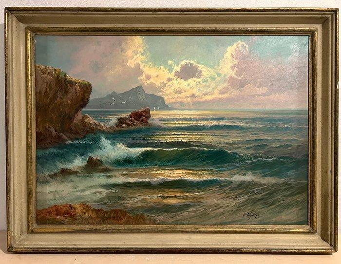 Franz Waldegg (1888-1966) - Zonsondergang bij Capri, Antiek en Kunst, Kunst | Schilderijen | Klassiek