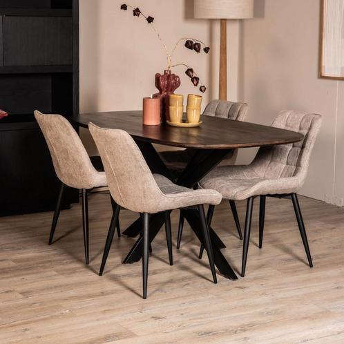 Eetkamertafel Alexander - Deens ovaal - Mangohout - Walnoot, Huis en Inrichting, Tafels | Eettafels, Nieuw, Verzenden