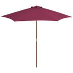 vidaXL Parasol met houten paal 270 cm bordeauxrood, Tuin en Terras, Verzenden, Nieuw, 2 tot 3 meter