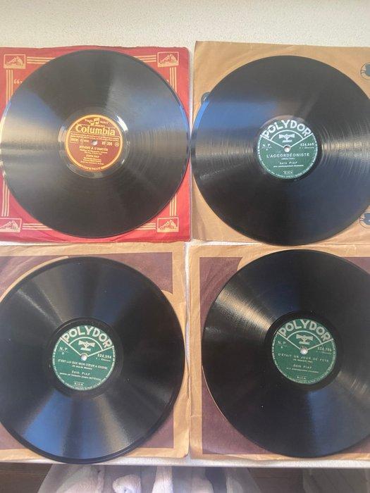 Edith Piaf - 4 x 78 RPM Shellac records - Diverse titels -, Cd's en Dvd's, Vinyl Singles