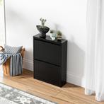 Schoenenkast Sokndal 2 kleppen zwart 71x50x15 cm [en.casa], Huis en Inrichting, Kasten | Schoenenkasten, Verzenden, Nieuw