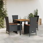 vidaXL 5-delige Tuinset met kussens poly rattan zwart, Tuin en Terras, Tuinsets en Loungesets, 4 zitplaatsen, Nieuw, Tuinset, Verzenden