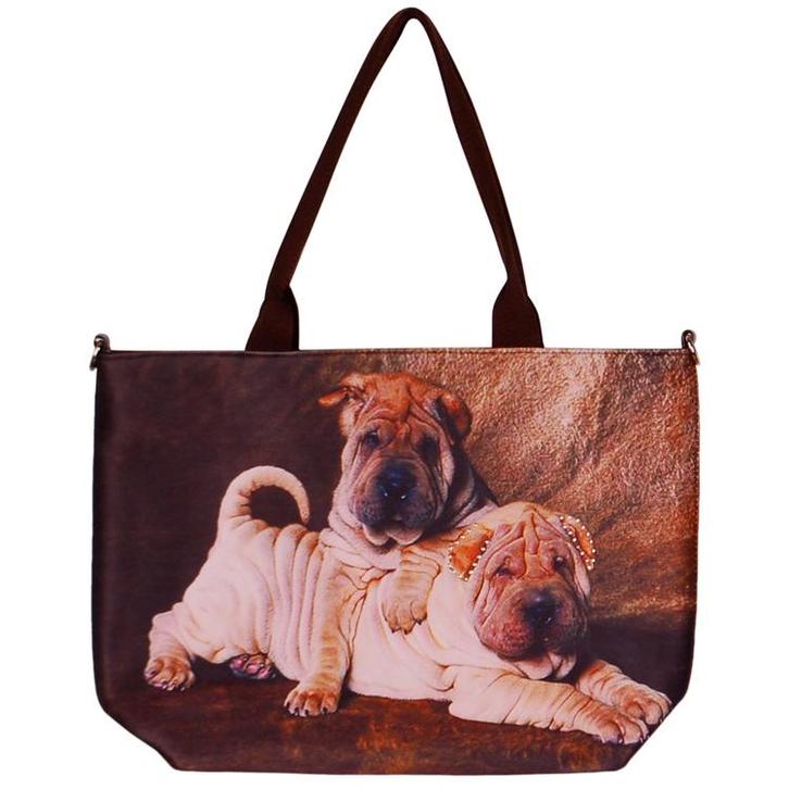 Handtas groot Shar-Pei NIEUW, Sieraden, Tassen en Uiterlijk, Tassen | Schoudertassen, Bruin, Nieuw, Ophalen of Verzenden