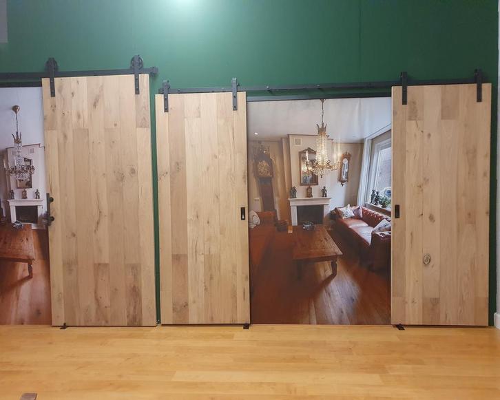 industriële schuifdeuren eikenhout, Doe-het-zelf en Verbouw, Deuren en Horren, Schuifdeur, Nieuw, Glas, Hout, Metaal, Binnendeur