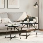 vidaXL Bijzettafelset 2 pcs Zwart eiken 50 x 50 x 50 cm, Huis en Inrichting, Tafels | Bijzettafels, Verzenden, Nieuw