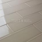 Wandtegel 10x30 cm vt zink grijs glans wandtegel, Nieuw, Ophalen of Verzenden, 10 m² of meer, Wandtegels
