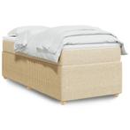 vidaXL Boxspring met matras stof crèmekleurig 100x200 cm, Huis en Inrichting, Slaapkamer | Bedden, 100 cm, Eenpersoons, Verzenden