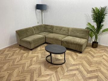 Beige Ribstof Hoekbank ~ Meerdere Opstellingen Mogelijk beschikbaar voor biedingen