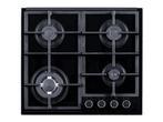 Everglades - Gas Kookplaat - Zwart Glas, Witgoed en Apparatuur, Kookplaten, Verzenden, Nieuw, Gas, 4 kookzones