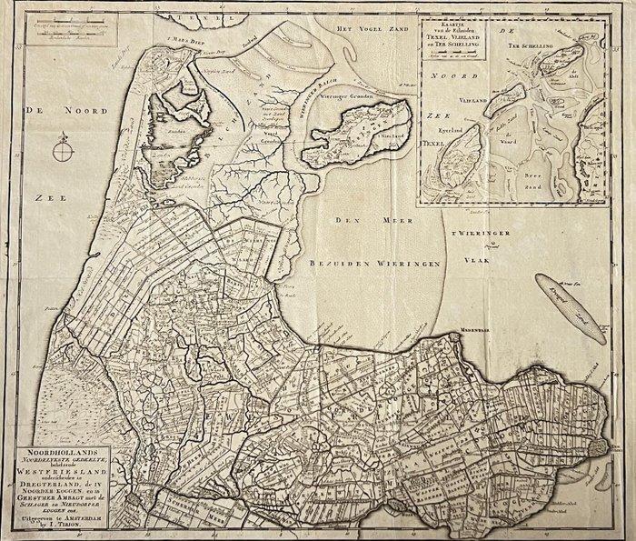 Nederland - Noord Holland ; Isaak Tirion - Orginele kaart, Boeken, Atlassen en Landkaarten