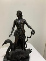 Beeld, Leda e il cigno - 29.5 cm - Gepatineerd brons, Antiek en Kunst