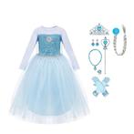 Frozen Elsa prinsessenjurk + accessoires maat 92/152 - blauw, Kinderen en Baby's, Nieuw, Meisje, 110 t/m 116, Ophalen of Verzenden